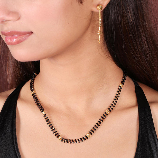 Black Beads 22k Gold Choker Necklace Real Gold Handmade Jewelry For Women, K6687A
