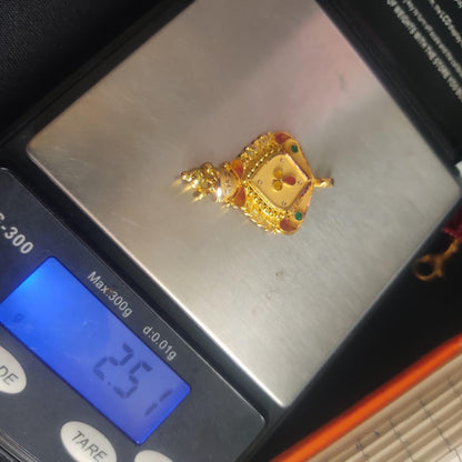 Locket 22k Yellow Gold Pendant Necklace Handmade Indian Handmade Vintage Antique Design Jewelry, K6705