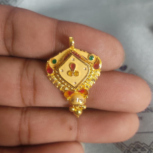 Locket 22k Yellow Gold Pendant Necklace Handmade Indian Handmade Vintage Antique Design Jewelry, K6705