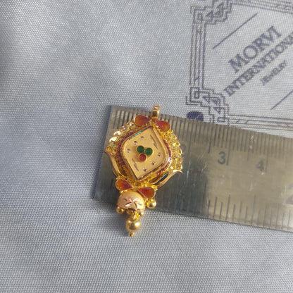 Locket 22k Yellow Gold Pendant Necklace Handmade Indian Handmade Vintage Antique Design Jewelry, K6707