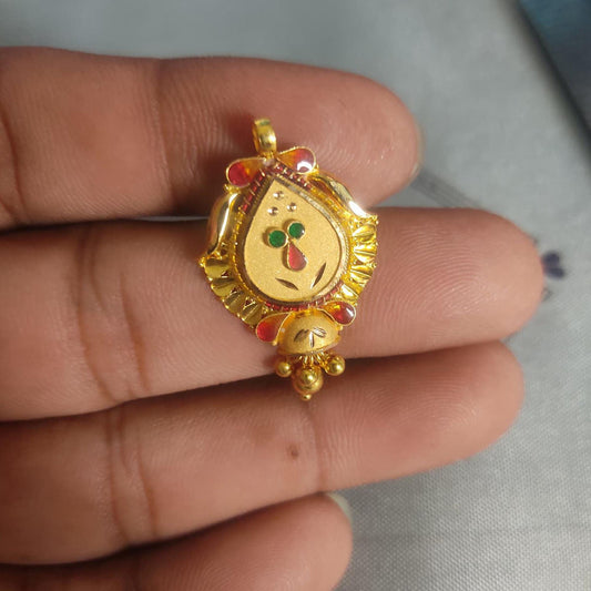 Locket 22k Yellow Gold Pendant Necklace Handmade Indian Handmade Vintage Antique Design Jewelry, K6708