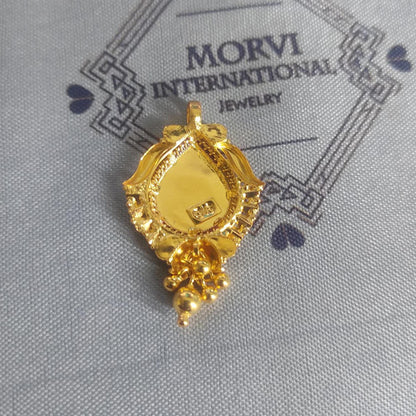 Locket 22k Yellow Gold Pendant Necklace Handmade Indian Handmade Vintage Antique Design Jewelry, K6708