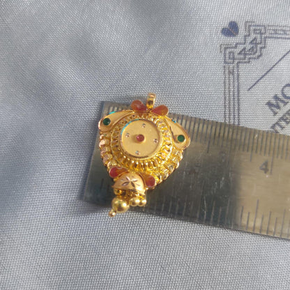 Locket 22k Yellow Gold Pendant Necklace Handmade Indian Handmade Vintage Antique Design Jewelry, K6709