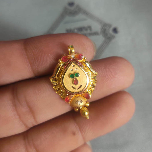 Locket 22k Yellow Gold Pendant Necklace Handmade Indian Handmade Vintage Antique Design Jewelry, K6710