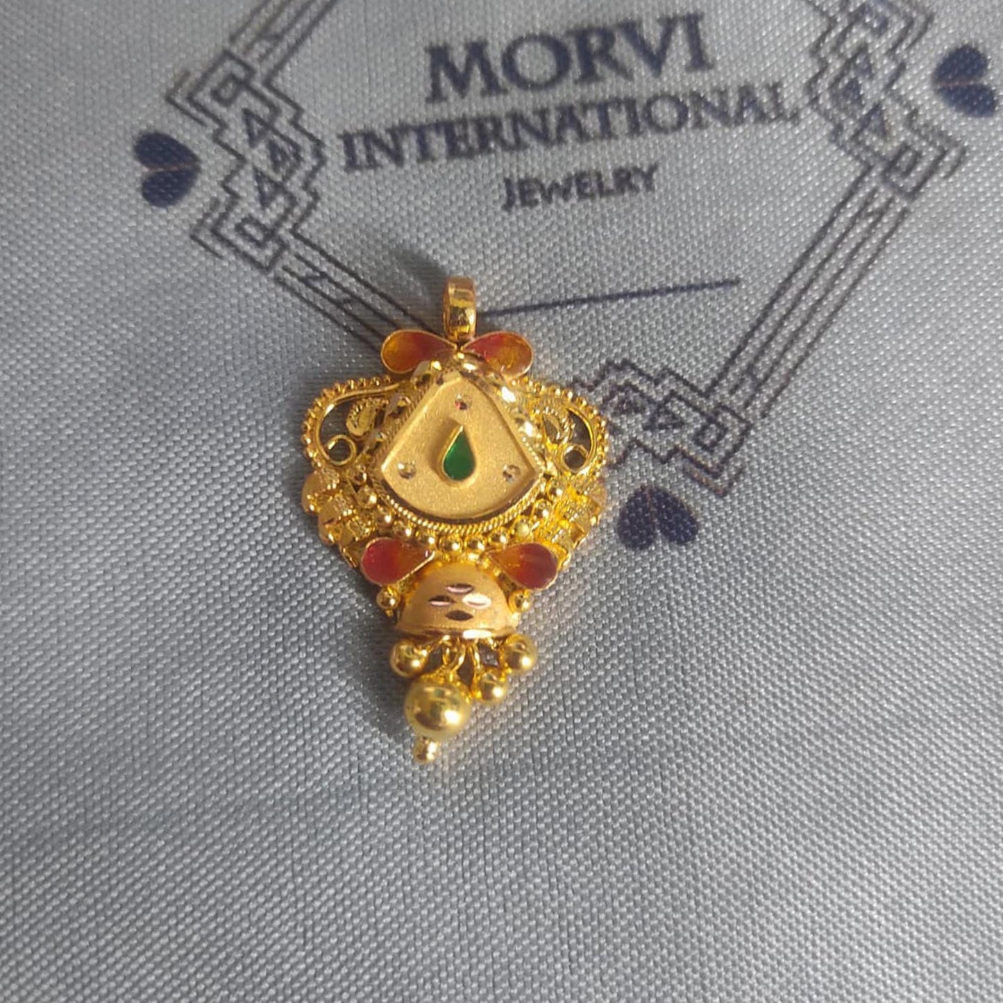 Locket 22k Yellow Gold Pendant Necklace Handmade Indian Handmade Vintage Antique Design Jewelry, K6711