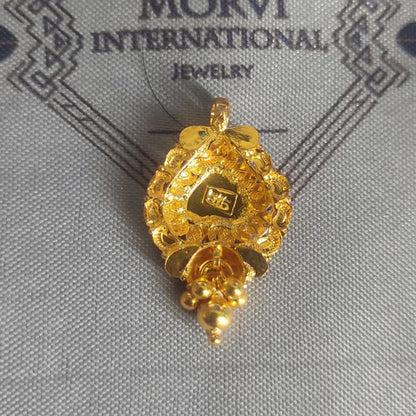 Locket 22k Yellow Gold Pendant Necklace Handmade Indian Handmade Vintage Antique Design Jewelry, K6712