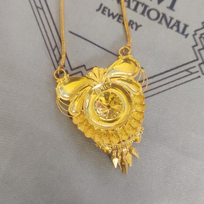 22k Yellow Gold Pendant Handmade Indian Handmade Vintage Antique Design Jewelry, K6714