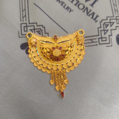 Locket 22k Yellow Gold Pendant Necklace Handmade Indian Handmade Vintage Antique Design Jewelry, K6715