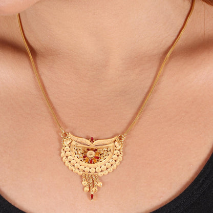 Locket 22k Yellow Gold Pendant Necklace Handmade Indian Handmade Vintage Antique Design Jewelry, K6715