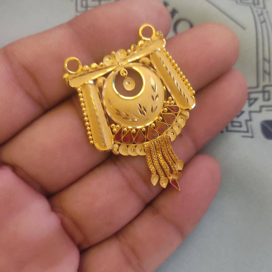 Locket 22k Yellow Gold Pendant Necklace Handmade Indian Handmade Vintage Antique Design Jewelry, K6716