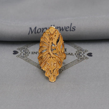 Old Style 22k Yellow Gold Ring Jewelry, Leaves Designer Ring in 22kt Gold, K6727