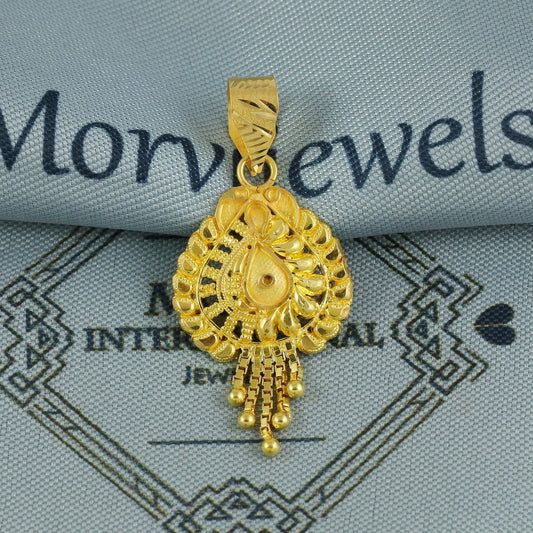 indian style 18k yellow gold pendant necklace Indian traditional handmade jewelry, K6729