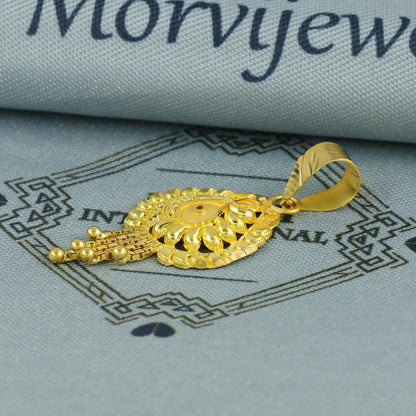 indian style 18k yellow gold pendant necklace Indian traditional handmade jewelry, K6729
