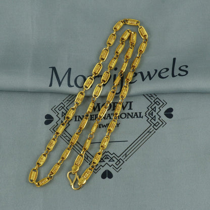 22K Gold Intricate Chain Curb Spiral Rings Cable Chain Necklace, Genuine Gold Vintage Old Design 22kt Chain, K6732