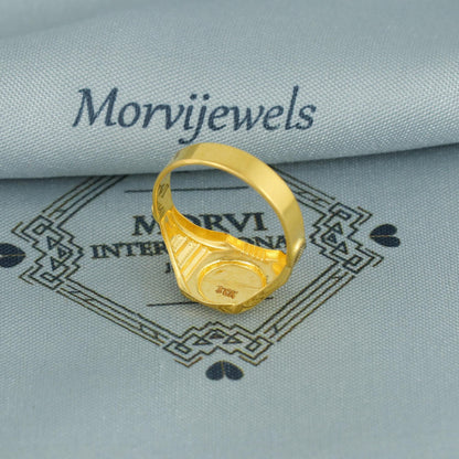 22k Gold Ring, Geometric Embossed Gold Ring, Unisex Vintage Gold Ring, Handmade Traditional Engraved Ring, K6800