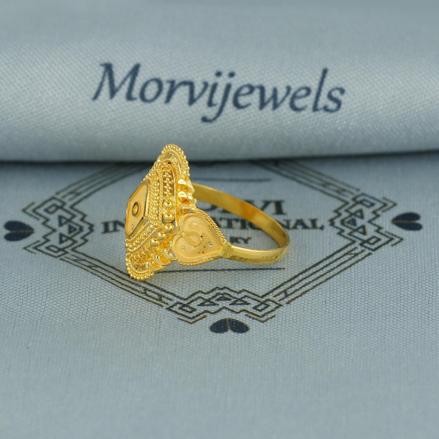 Real Handmade 22k Gold Ring, Filigree Beads Indian Traditional Style Gold Ring, Gold Ring, Handmade Antique Ring, K6801