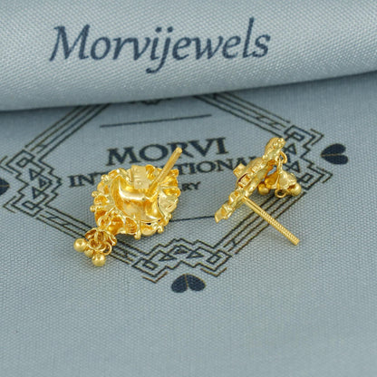 916 22k Yellow Gold Dangle Earrings Handmade Jewelry. K6804