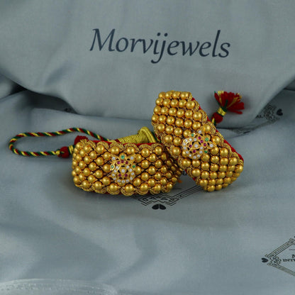 18k Gold Beads bracelet or arm band, 18k Gold Bracelet Pochi, Indian Gold Jewelry, Traditional Gold Rajasthani Wedding Jewelry Bracelet