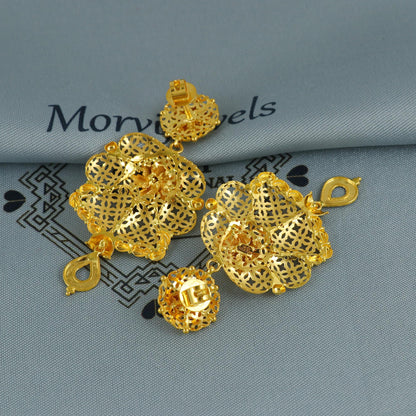 Flower 22k karat Gold Filigree Big Earrings, Handcrafted Gold Jewelry, Classic Fashion Indian Gold Intricate Earrings Jewelry, K6750