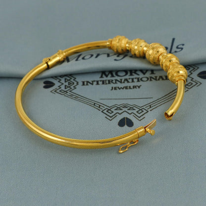 Pure 22k Gold Bangles Indian Handmade ball design, minimalist, openable Oval Bangle Bracelet Wedding women Jewelry, Ball Beads Bracelet