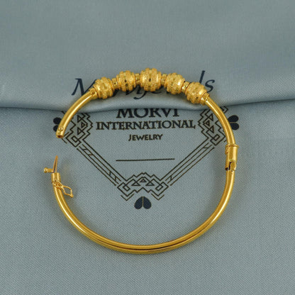 Pure 22k Gold Bangles Indian Handmade ball design, minimalist, openable Oval Bangle Bracelet Wedding women Jewelry, Ball Beads Bracelet