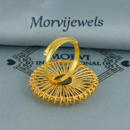 real 22k pure solid gold handmade women ring jewelry. Vintage Filigree style ring, K6760