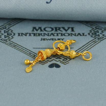 Small 22k gold chain pendant charms, two links pendant, Antique vintage design indian handmade jewelry, K6762