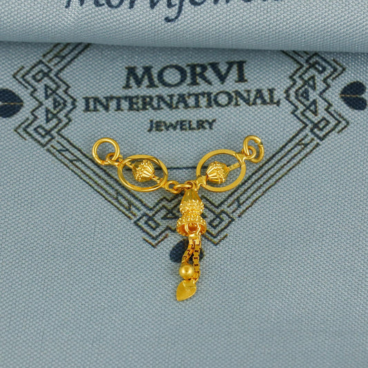Small 22k gold chain pendant charms, two links pendant, Antique vintage design indian handmade jewelry, K6762