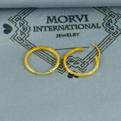 20k Yellow Gold Diamond Cut Hoop Bali Earrings  Handmade  Yellow gold earrings for women, Valentine Day gift, Real gold earrings