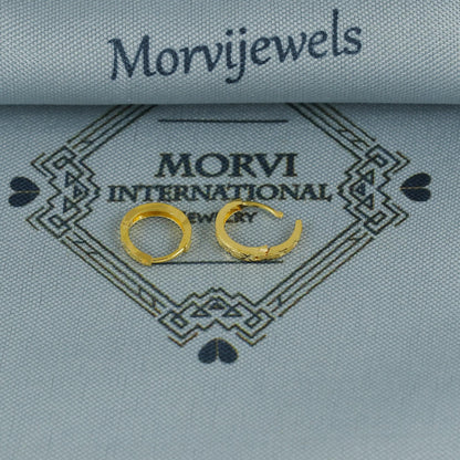 18k 20k Yellow Gold Prism Cut Hoop Bali Women Cartilage or Baby Earrings Small, Handmade Yellow gold earrings, gift, Real gold earrings