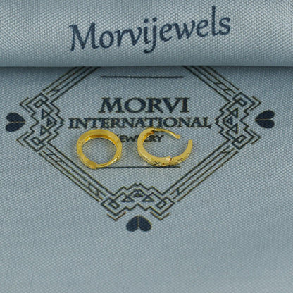 18k 20k Yellow Gold Prism Cut Hoop Bali Women Cartilage or Baby Earrings Small, Handmade Yellow gold earrings, gift, Real gold earrings