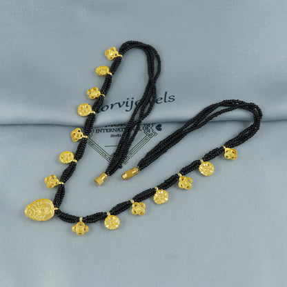 20k gold charms small pendants mangalsutra necklace with black beads, Indian Wife Jewelry gift, 22k gold pendant