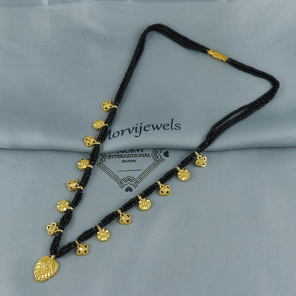 20k gold charms small pendants mangalsutra necklace with black beads, Indian Wife Jewelry gift, 22k gold pendant