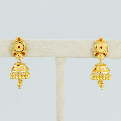 22kt 22k Yellow Gold Dangle Handmade Earrings, K4514