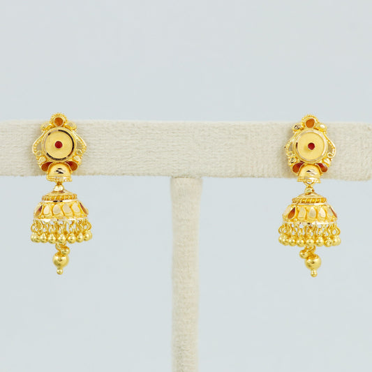 22kt 22k Yellow Gold Dangle Handmade Earrings, K4514
