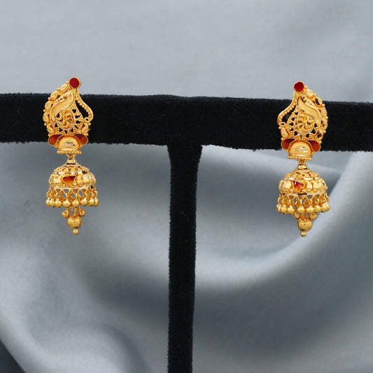 Intricate 22kt Gold Jhumka Earrings Jewelry,