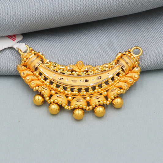 Intricate 22k Gold crescent pendant Indian Handmade Jewelry, K4401