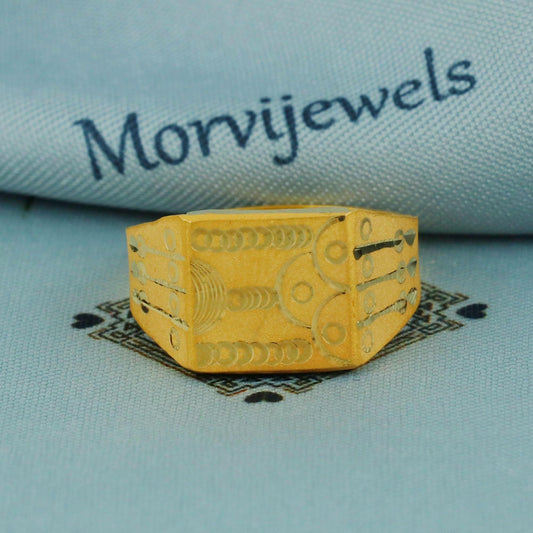 22k solid gold ring, hand carved vintage antique design, pure gold jewelry, ring for gift