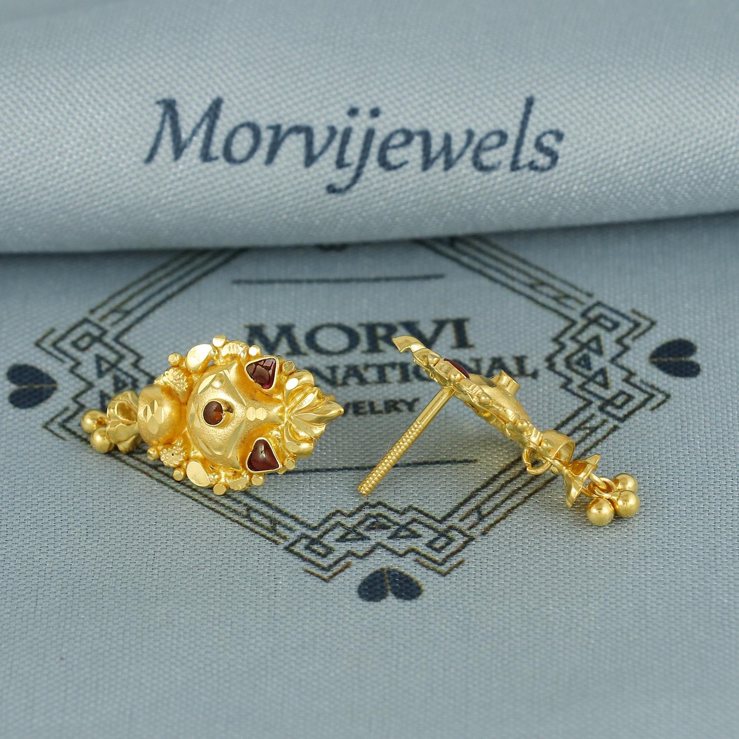 916 22k Yellow Gold Dangle Earrings Handmade Jewelry. K6804