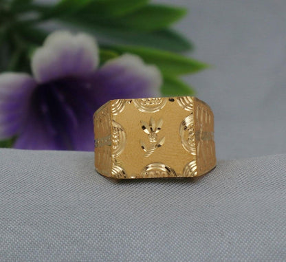 22k yellow gold handmade hand Carved Ring for Gift, 22k gold ring, indian gold ring, K1989