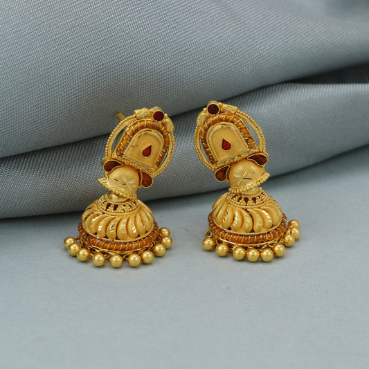 solid 22k gold dangle earrings real gold solid 22kt earrings, women gold earrings