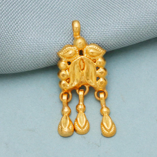 Handcrafted Carved 22kt 22k Yellow Gold Pendant Necklace