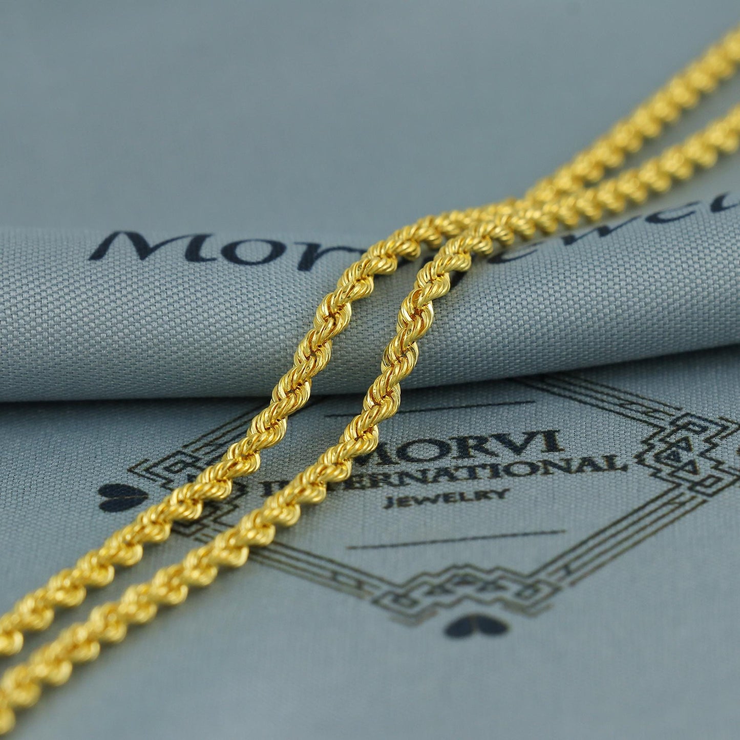 2.5mm Twisted Rope Chain Style Indian 22k Real Gold Handmade Jewelry, K6805