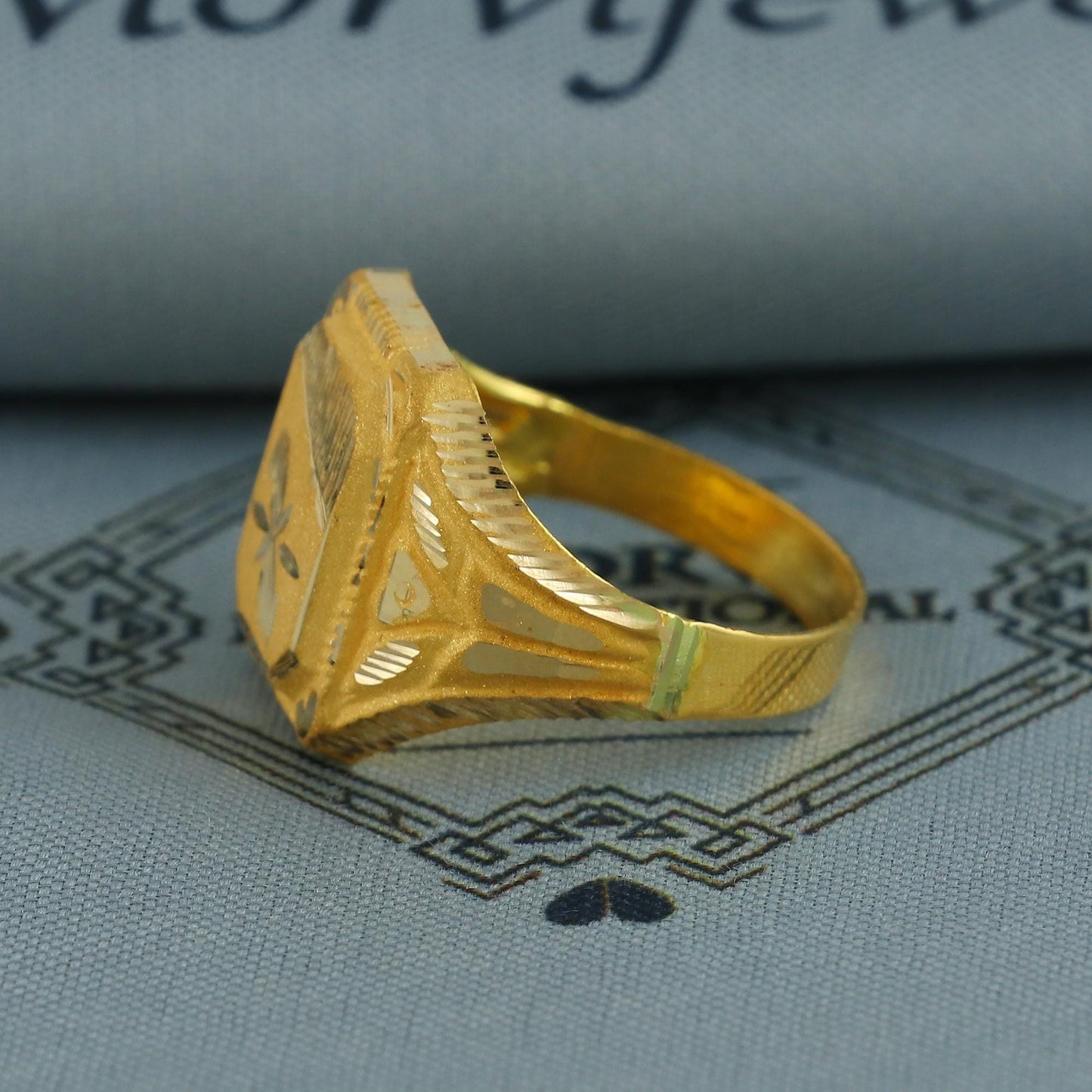 Real 22k Yellow Gold Ring All, Hand Carved Gold Ring Jewelry, Indian Gold Ring, K6807