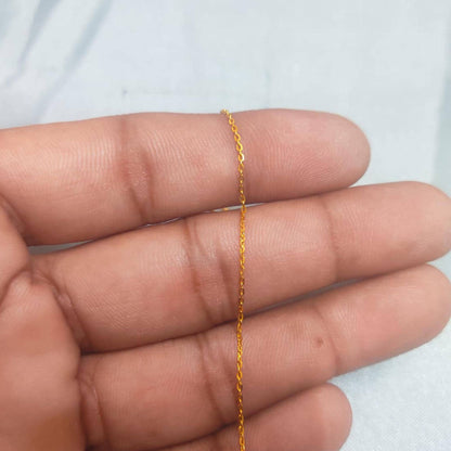 1mm Cable Chain Style Indian 22k Real Gold Handmade Jewelry, K6812