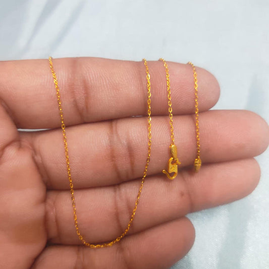 1mm Cable Chain Style Indian 22k Real Gold Handmade Jewelry, K6812