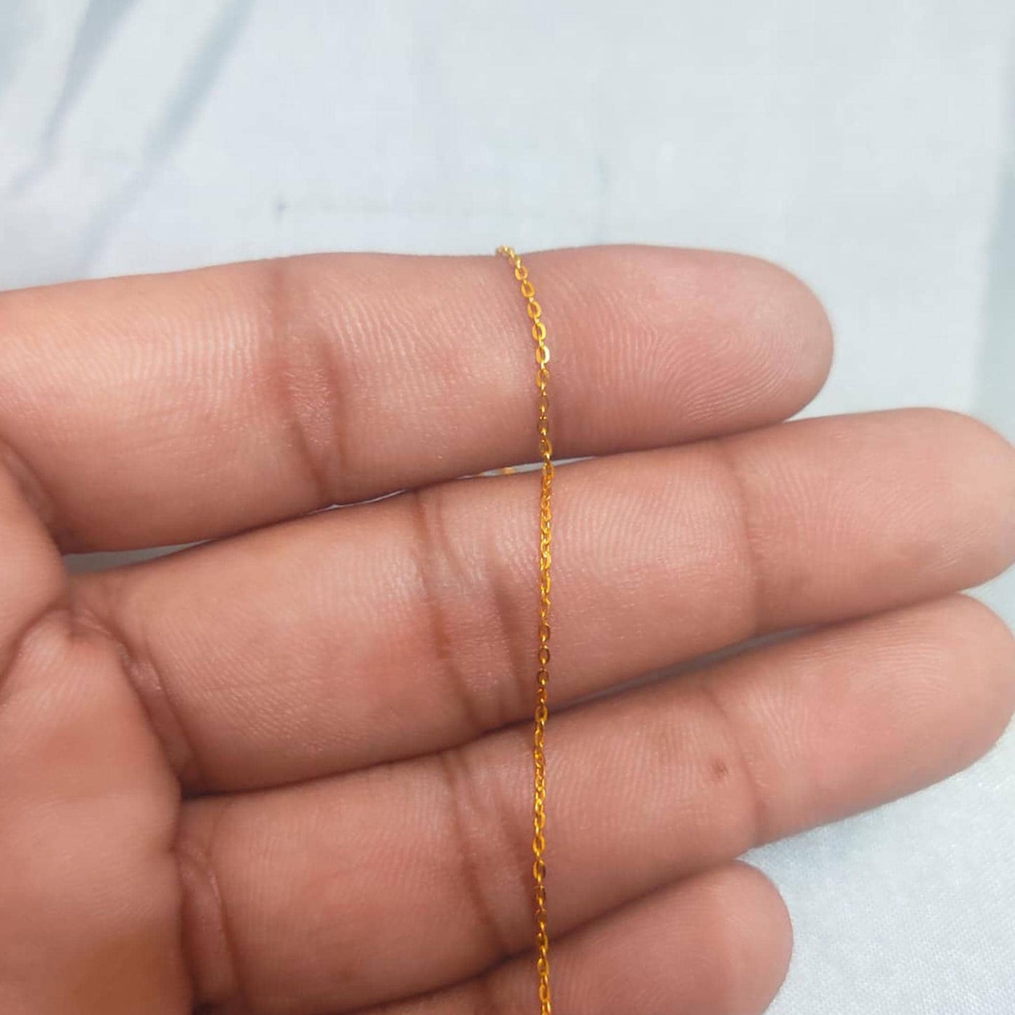 1mm Cable Chain Style Indian 22k Real Gold Handmade Jewelry, K6812