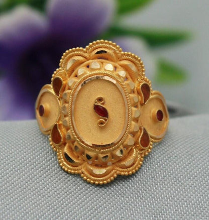22k Solid Gold Ring Jewelry, Handmade Indian Vintage and antique Ring, Statement Pure Real Gold Ring, Indian Gold Ring, Women Gold Ring,
