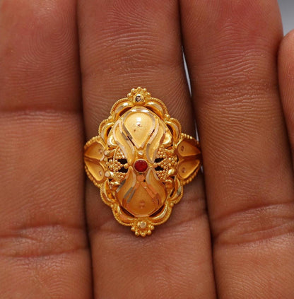 22k Indian Gold Ring Handmade Jewelry, K6619