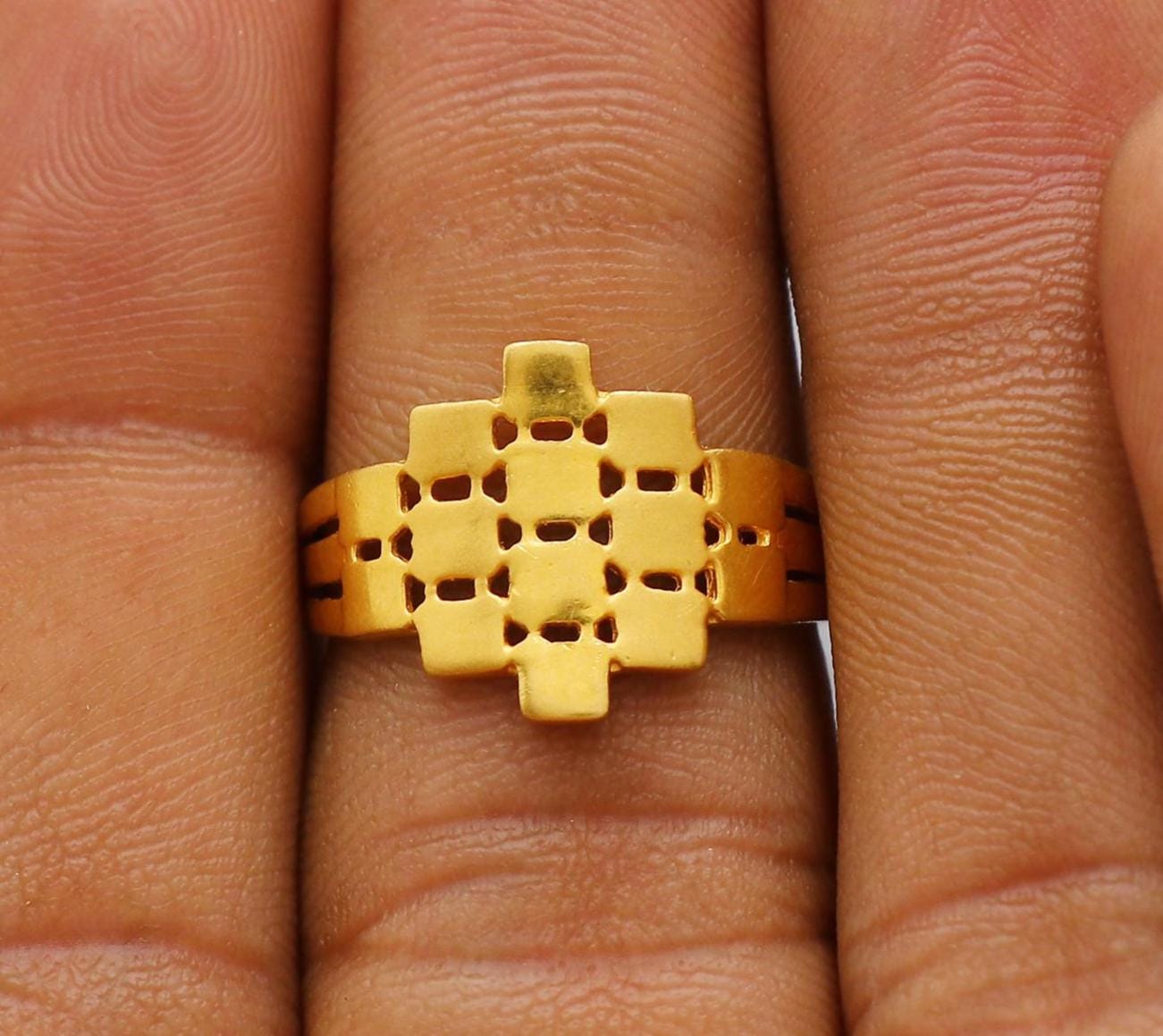 22kt 22k Solid Yellow Gold Handmade Flower Design Ring Jewelry, K6214